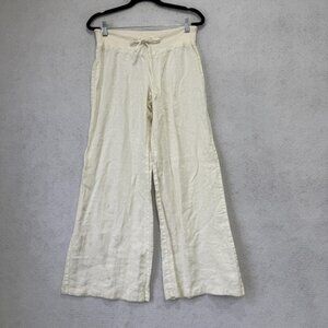 Green Dragon Pants Womens Medium White Wide Leg Drawstring Lounge Casual
